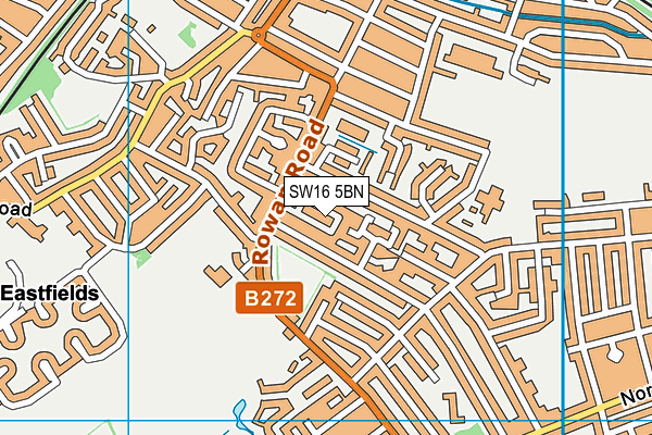 SW16 5BN map - OS VectorMap District (Ordnance Survey)