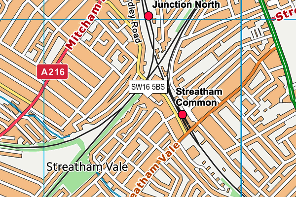 SW16 5BS map - OS VectorMap District (Ordnance Survey)