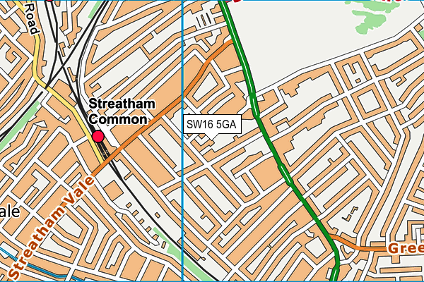 SW16 5GA map - OS VectorMap District (Ordnance Survey)