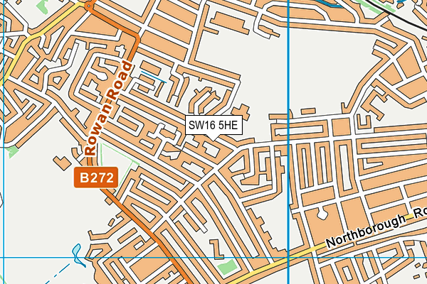 SW16 5HE map - OS VectorMap District (Ordnance Survey)
