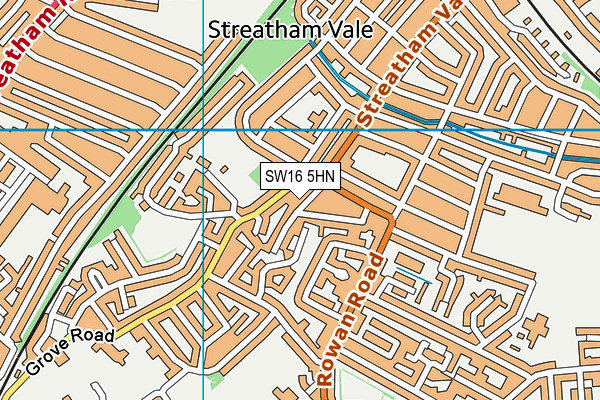 SW16 5HN map - OS VectorMap District (Ordnance Survey)