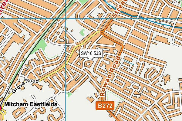 SW16 5JS map - OS VectorMap District (Ordnance Survey)