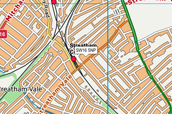 SW16 5NP map - OS VectorMap District (Ordnance Survey)