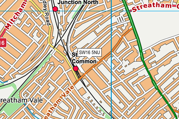 SW16 5NU map - OS VectorMap District (Ordnance Survey)