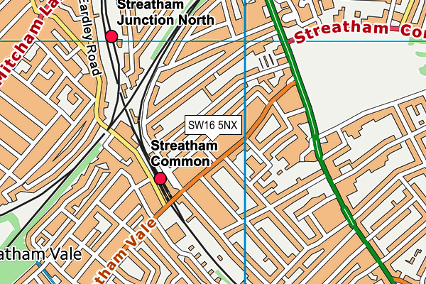 SW16 5NX map - OS VectorMap District (Ordnance Survey)