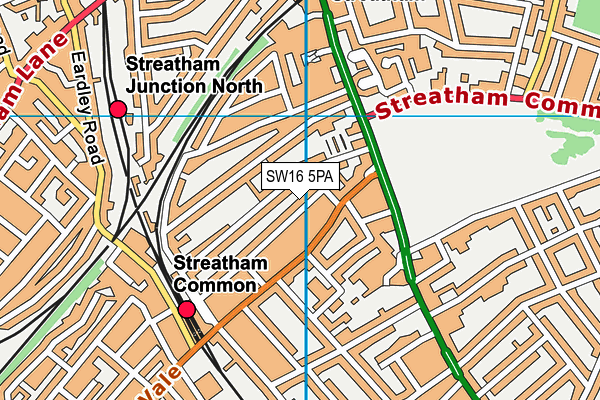 SW16 5PA map - OS VectorMap District (Ordnance Survey)