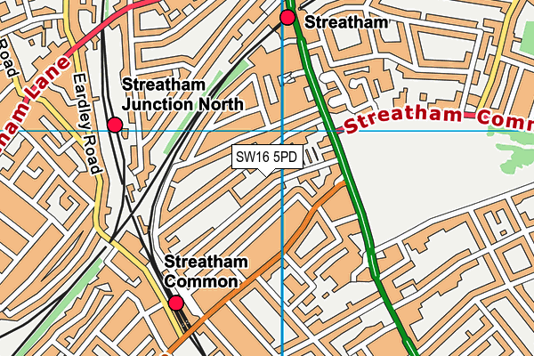 SW16 5PD map - OS VectorMap District (Ordnance Survey)