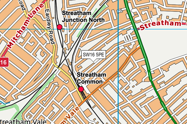 SW16 5PE map - OS VectorMap District (Ordnance Survey)