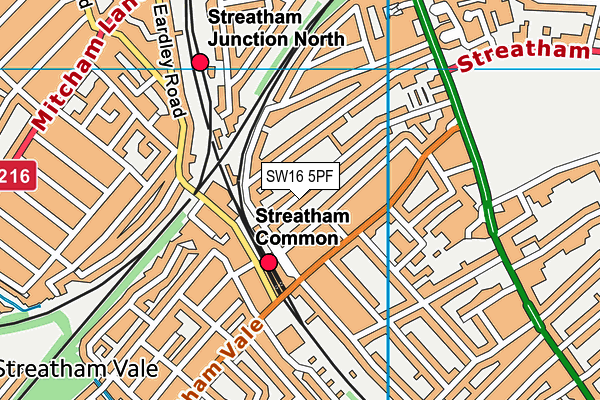 SW16 5PF map - OS VectorMap District (Ordnance Survey)