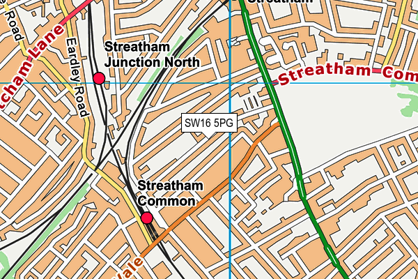 SW16 5PG map - OS VectorMap District (Ordnance Survey)