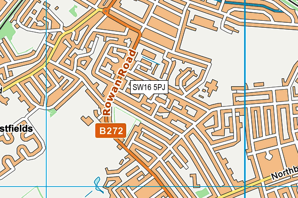 SW16 5PJ map - OS VectorMap District (Ordnance Survey)