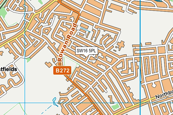 SW16 5PL map - OS VectorMap District (Ordnance Survey)