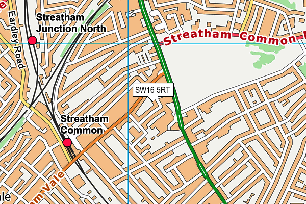 SW16 5RT map - OS VectorMap District (Ordnance Survey)