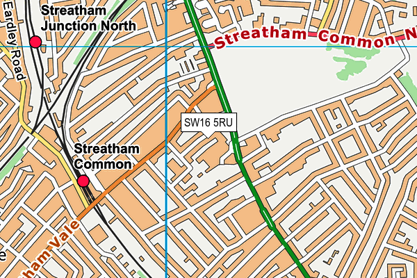 SW16 5RU map - OS VectorMap District (Ordnance Survey)