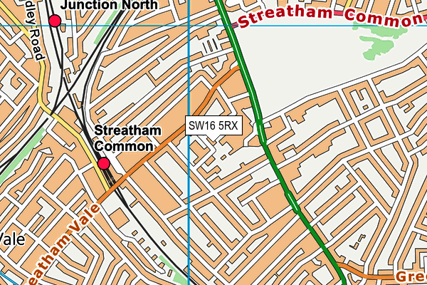 SW16 5RX map - OS VectorMap District (Ordnance Survey)