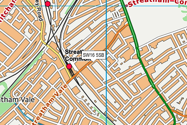 SW16 5SB map - OS VectorMap District (Ordnance Survey)