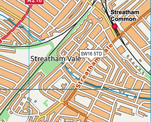 SW16 5TD map - OS VectorMap District (Ordnance Survey)