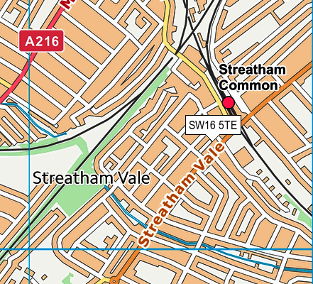 SW16 5TE map - OS VectorMap District (Ordnance Survey)