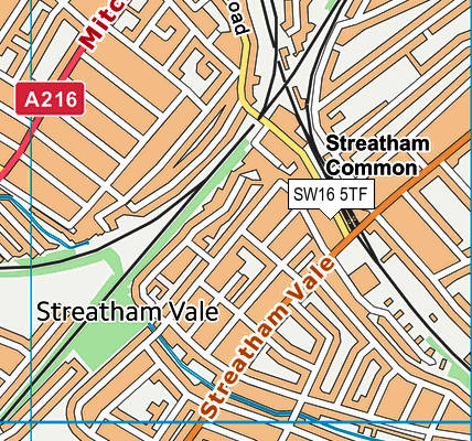 SW16 5TF map - OS VectorMap District (Ordnance Survey)