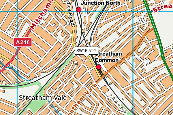 SW16 5TG map - OS VectorMap District (Ordnance Survey)