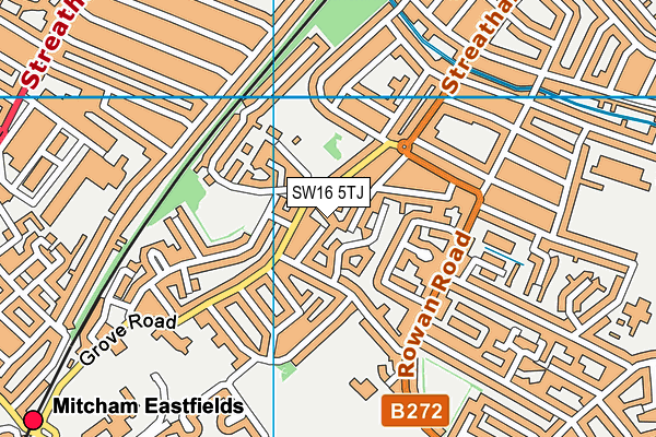 SW16 5TJ map - OS VectorMap District (Ordnance Survey)