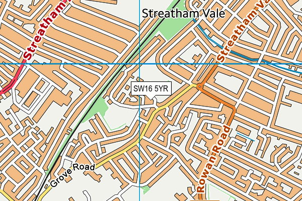 SW16 5YR map - OS VectorMap District (Ordnance Survey)