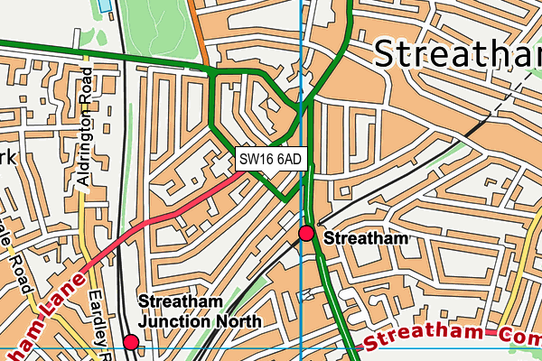 SW16 6AD map - OS VectorMap District (Ordnance Survey)