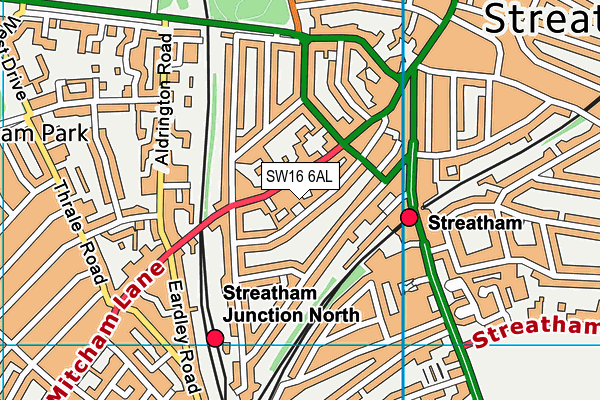 SW16 6AL map - OS VectorMap District (Ordnance Survey)