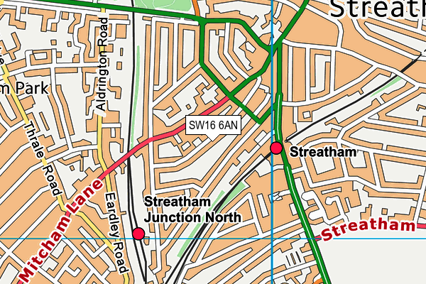 SW16 6AN map - OS VectorMap District (Ordnance Survey)