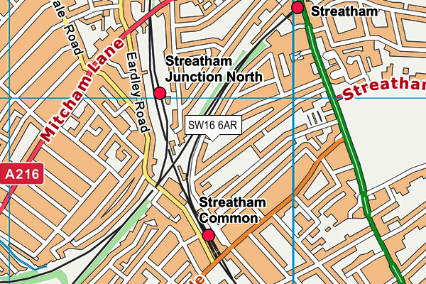 SW16 6AR map - OS VectorMap District (Ordnance Survey)