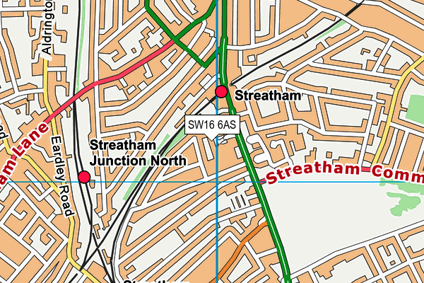 SW16 6AS map - OS VectorMap District (Ordnance Survey)