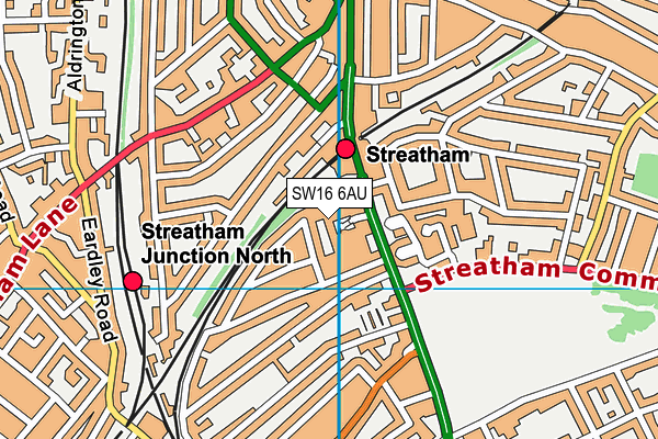 SW16 6AU map - OS VectorMap District (Ordnance Survey)