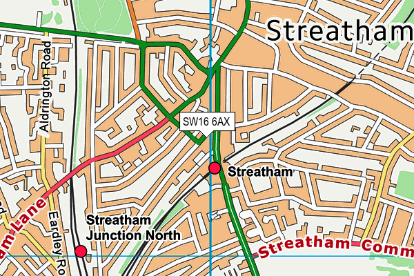 SW16 6AX map - OS VectorMap District (Ordnance Survey)