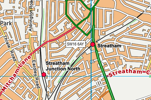 SW16 6AY map - OS VectorMap District (Ordnance Survey)