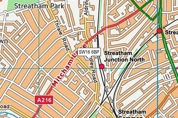 SW16 6BP map - OS VectorMap District (Ordnance Survey)