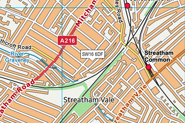 SW16 6DF map - OS VectorMap District (Ordnance Survey)