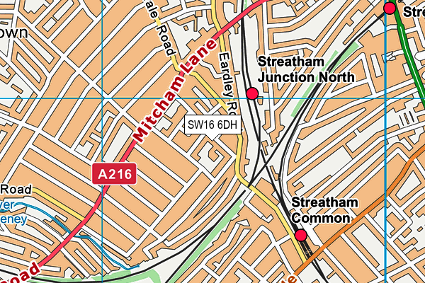 SW16 6DH map - OS VectorMap District (Ordnance Survey)