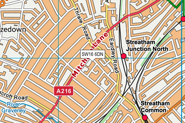 SW16 6DN map - OS VectorMap District (Ordnance Survey)