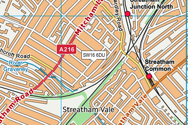 SW16 6DU map - OS VectorMap District (Ordnance Survey)