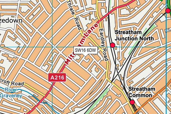 SW16 6DW map - OS VectorMap District (Ordnance Survey)