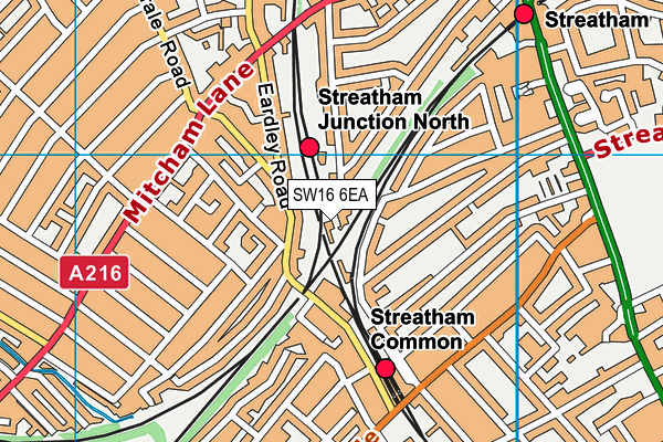 SW16 6EA map - OS VectorMap District (Ordnance Survey)