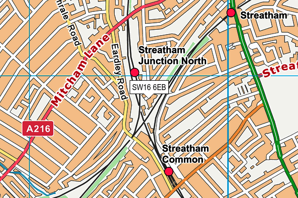 SW16 6EB map - OS VectorMap District (Ordnance Survey)