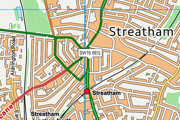 SW16 6EG map - OS VectorMap District (Ordnance Survey)