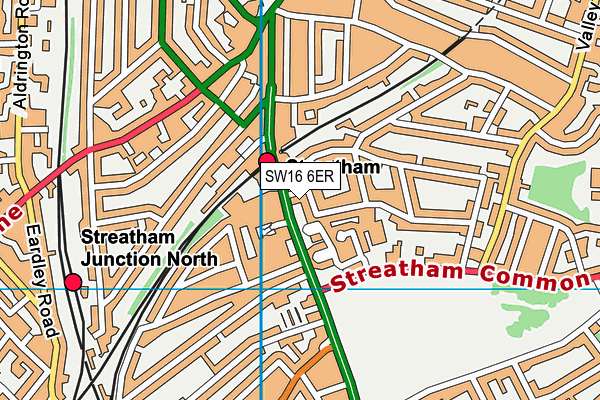 SW16 6ER map - OS VectorMap District (Ordnance Survey)