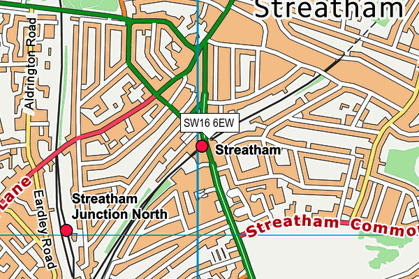 SW16 6EW map - OS VectorMap District (Ordnance Survey)