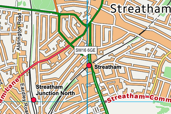 SW16 6GE map - OS VectorMap District (Ordnance Survey)