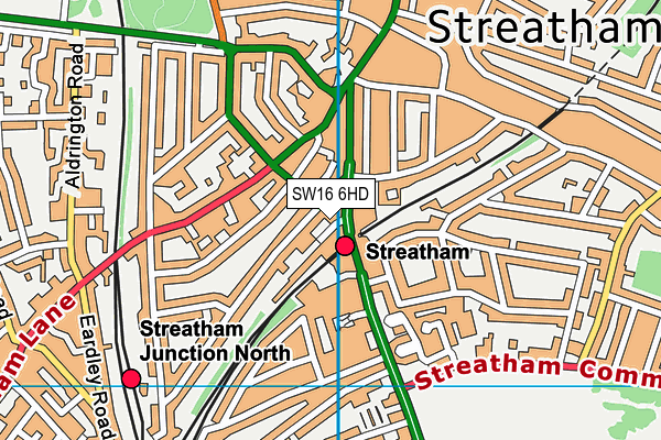 SW16 6HD map - OS VectorMap District (Ordnance Survey)