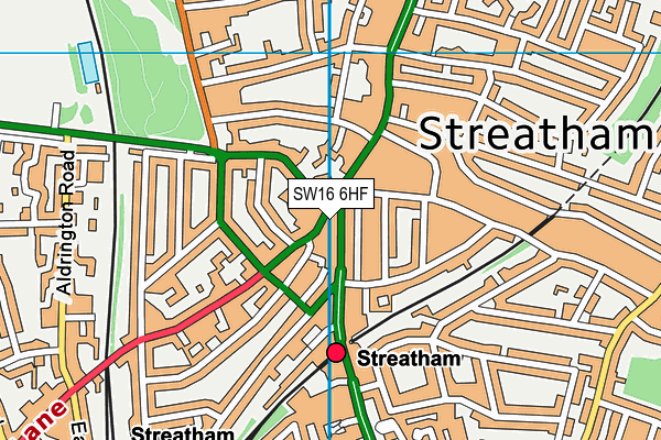 SW16 6HF map - OS VectorMap District (Ordnance Survey)