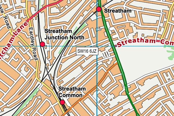 SW16 6JZ map - OS VectorMap District (Ordnance Survey)