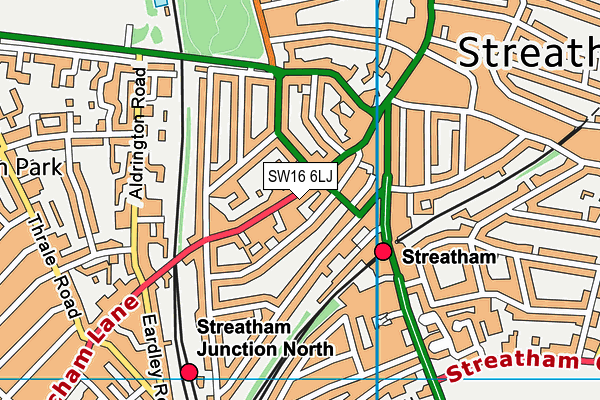 SW16 6LJ map - OS VectorMap District (Ordnance Survey)